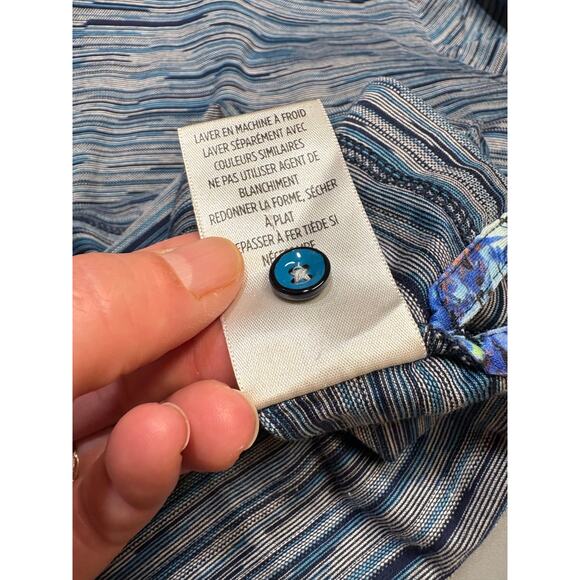 Robert Graham Marled Blue Grey Striped Space Dyed Polo - Large - Picture 7 of 7